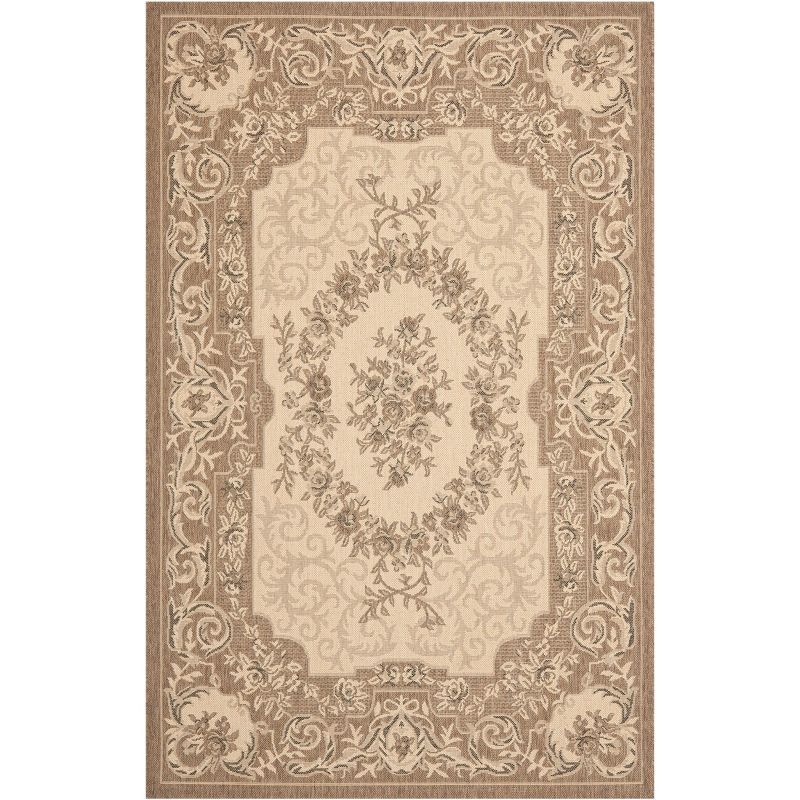 Contemporary Brown Synthetic 79" Indoor/Outdoor Area Rug