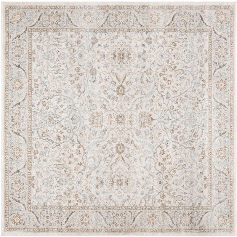 Isabella Cream Beige Hand-Knotted Square Synthetic Rug 4'x4'