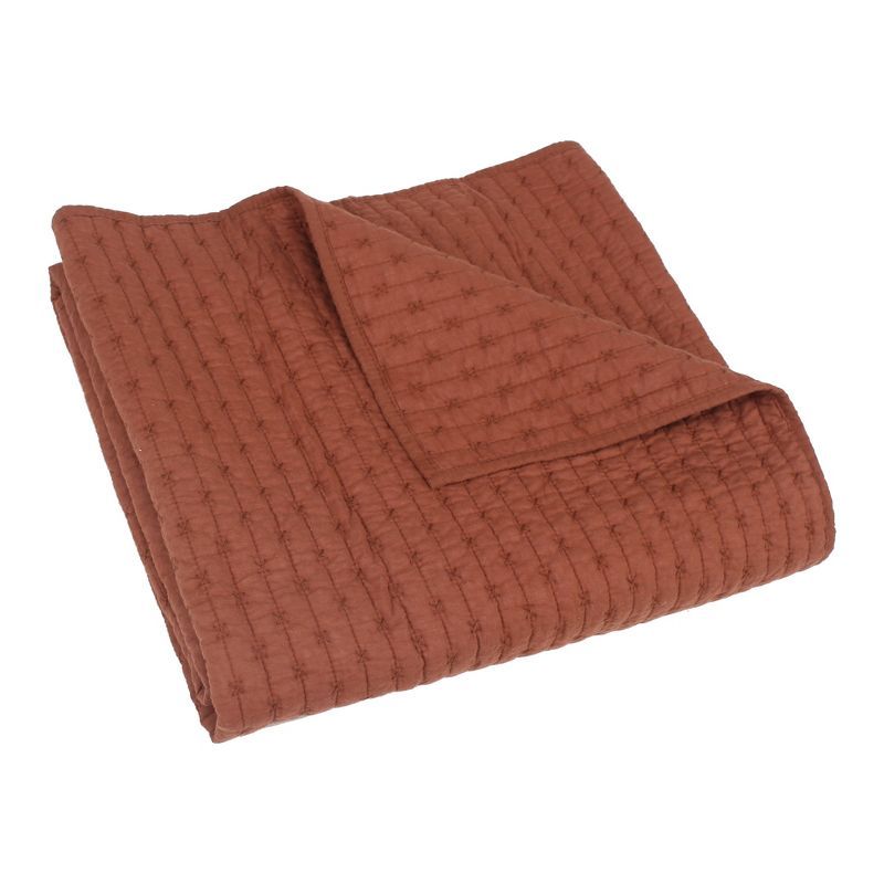 Rust Cross Stitch Quilted Cotton Reversible Throw