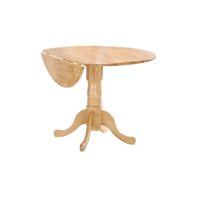 Natural Wood Round Dual Drop Leaf Dining Table