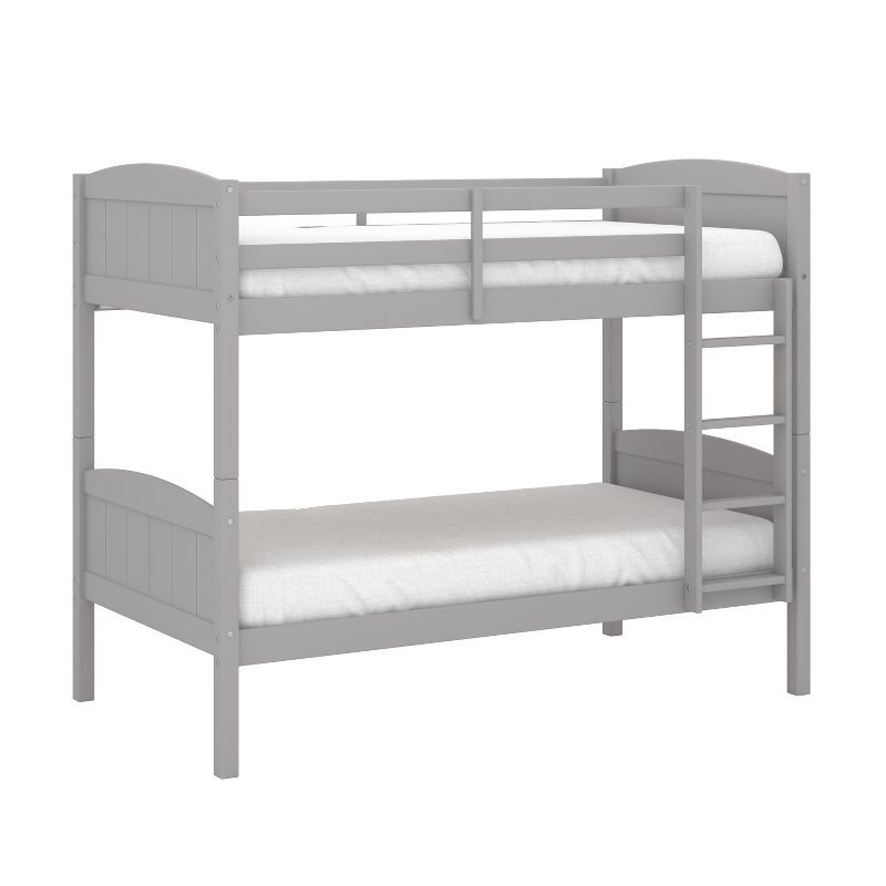 Gray Twin Over Twin Wood Bunk Bed with Ladder