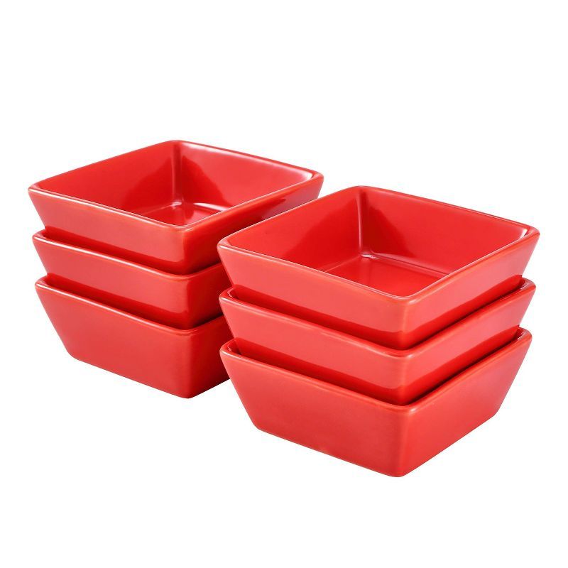 Red Ceramic Square Baking Ramekins Set