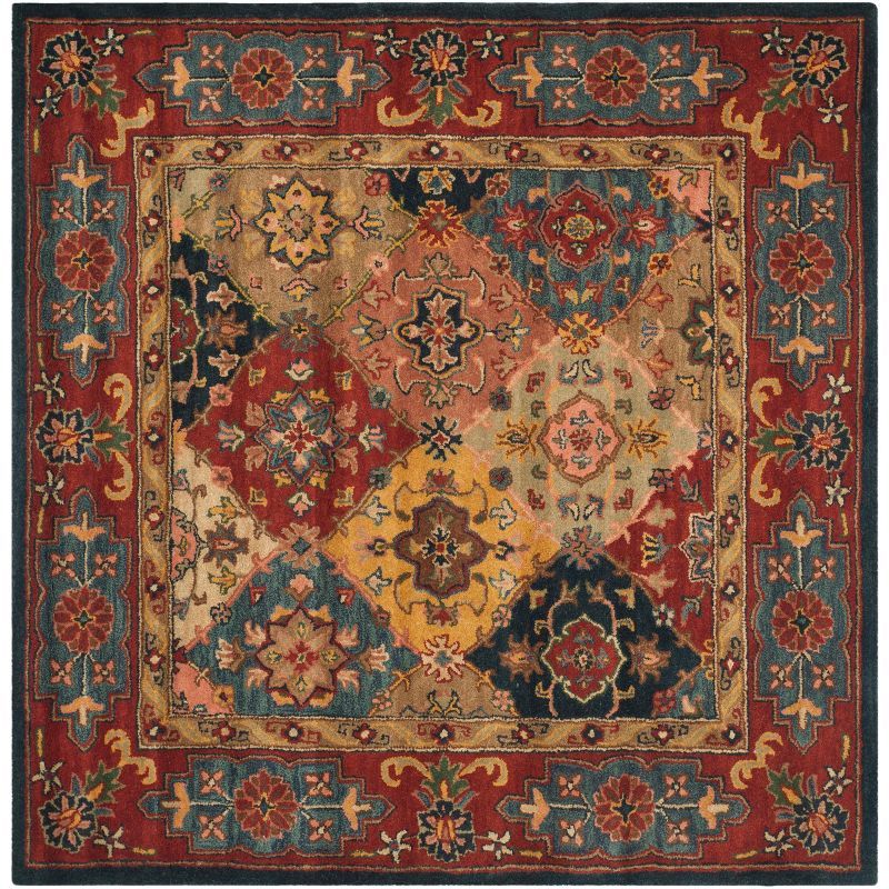 Heritage Red and Multicolor Hand-Tufted Wool Square Rug