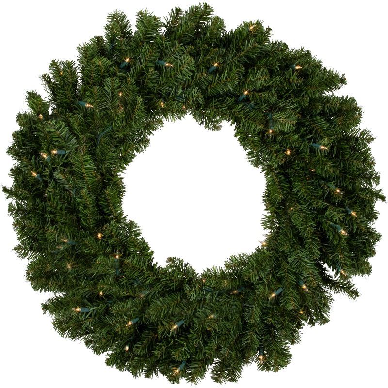 Lush Two-Tone Canadian Pine 30" Artificial Christmas Wreath with Clear Lights