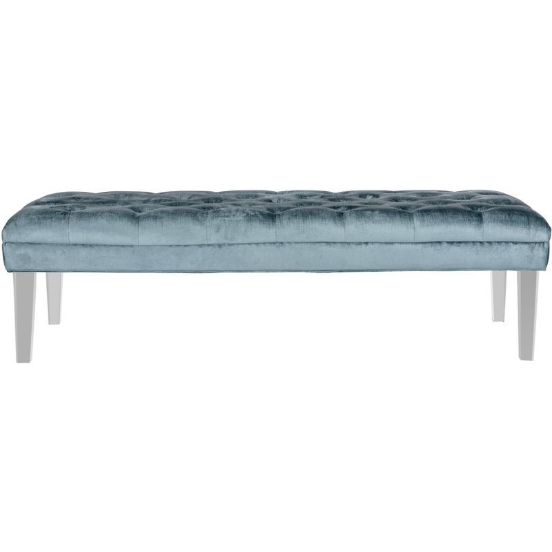 Abrosia Cyan Transitional 63'' Tufted Bedroom Bench with Acrylic Legs