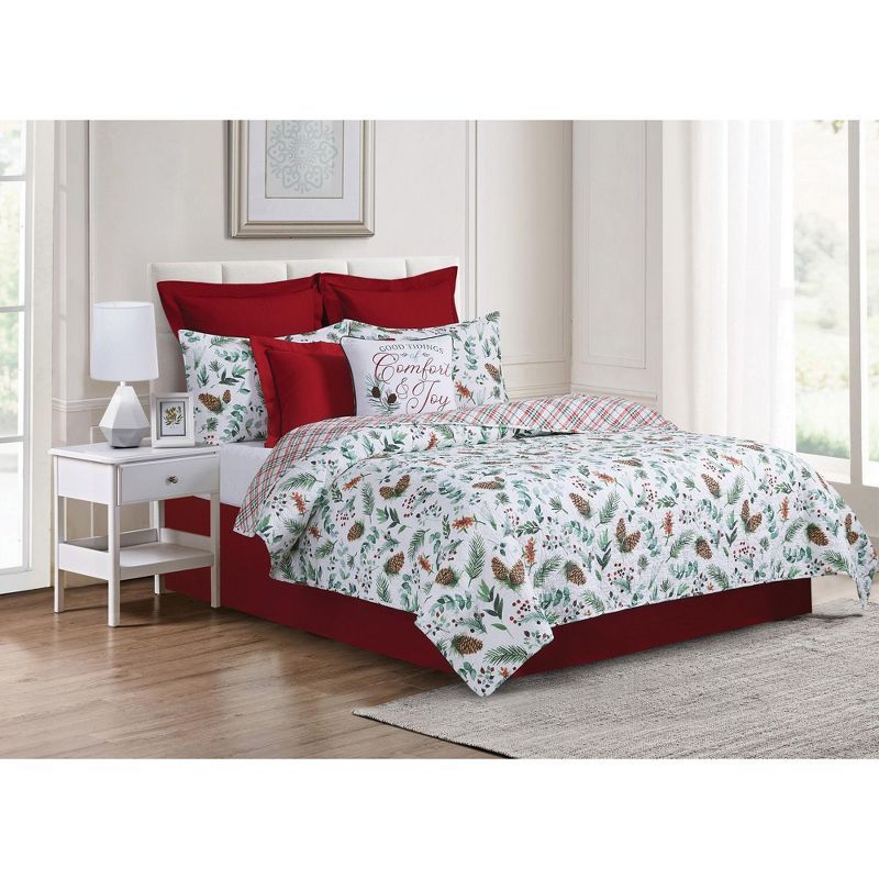 Jovie King Red Cotton Reversible Quilt Set