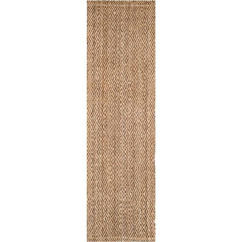 Hand-Knotted Natural & Brown Geometric Jute Runner Rug - 2'3" x 10'