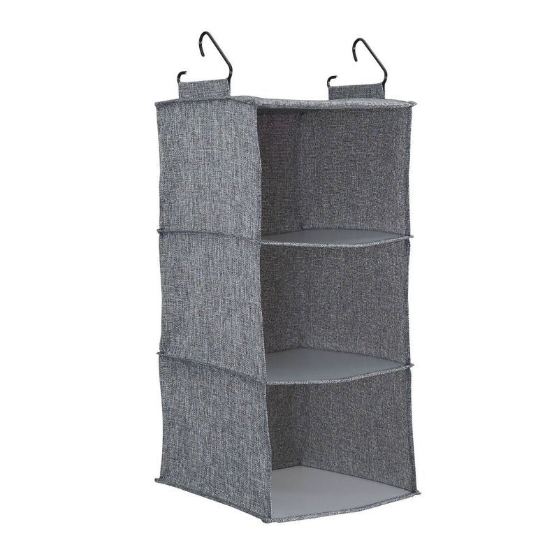 Graphite 3-Shelf Hanging Closet Organizer with Hooks