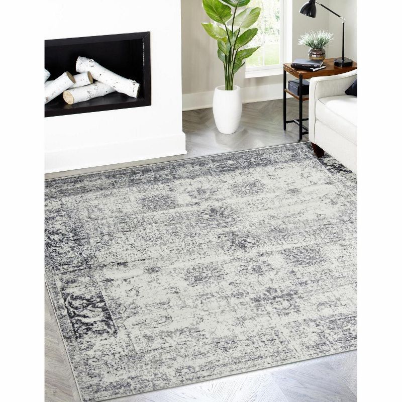 Casino Sofia Gray 8' Square Indoor Synthetic Rug