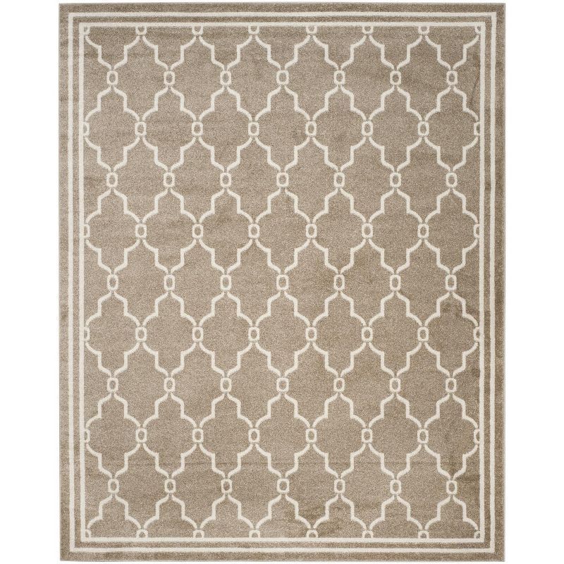 Wheat Beige Geometric 8' x 10' Synthetic Area Rug