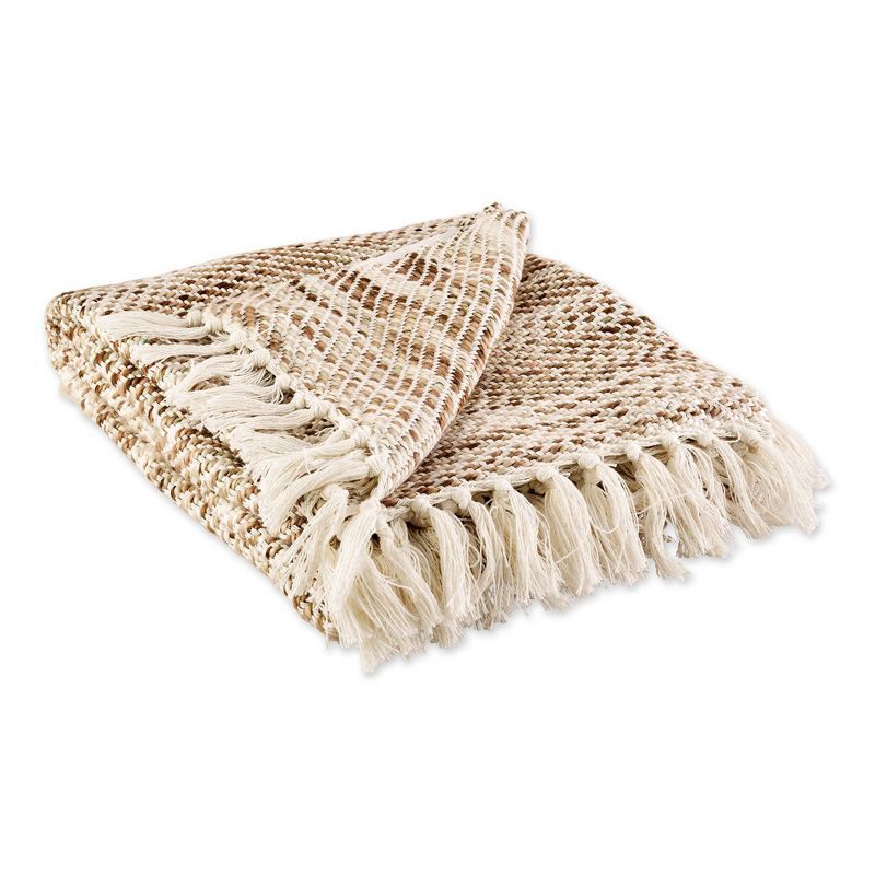 Chic 50"x60" Cotton Throw with Decorative Fringe - Reversible Design