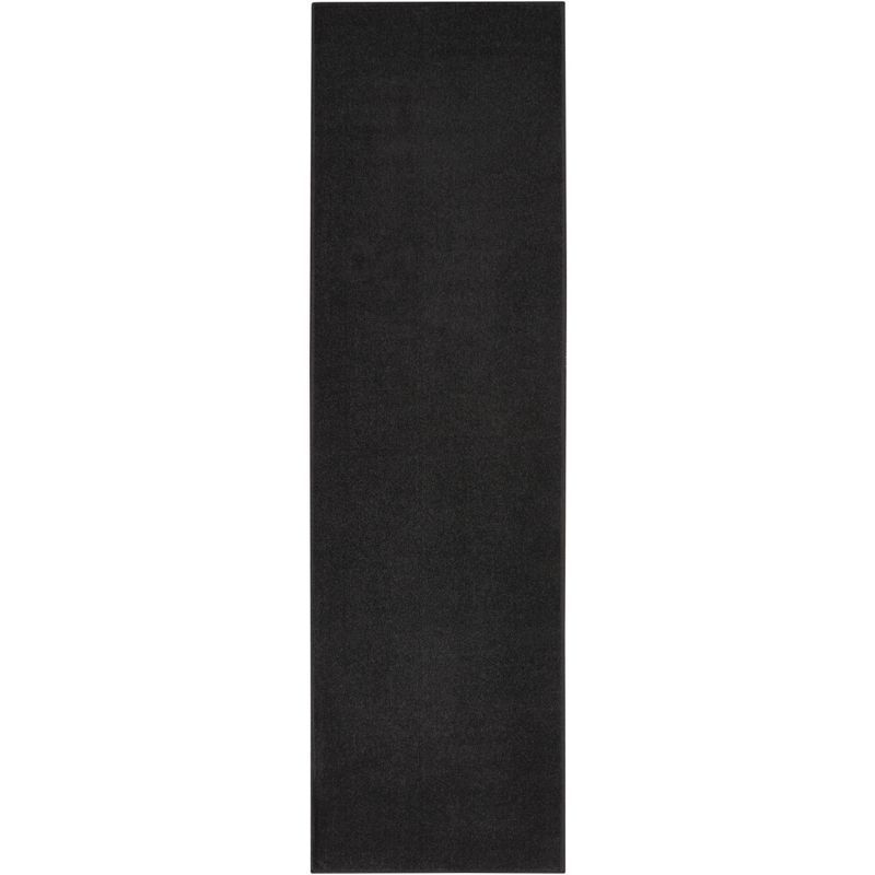 Black Solid Synthetic Runner Rug 2'2" x 7'6"