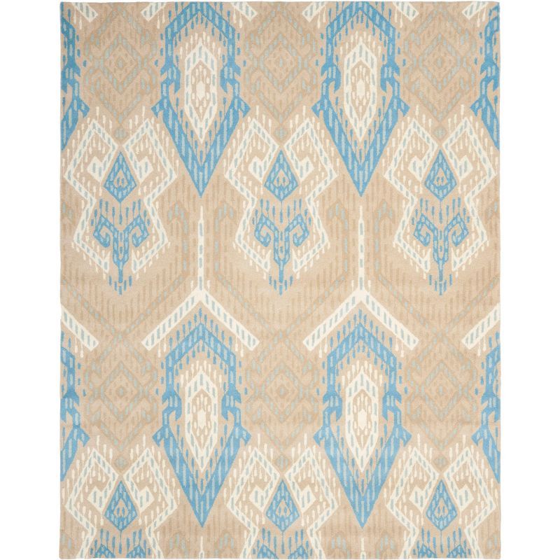 Blue and Beige Hand-Tufted Wool 8' x 10' Area Rug