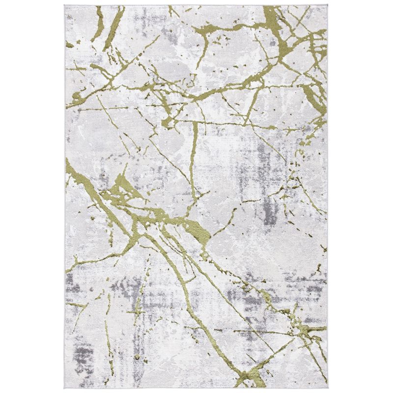 Amelia Gray and Green Abstract Hand-knotted Area Rug