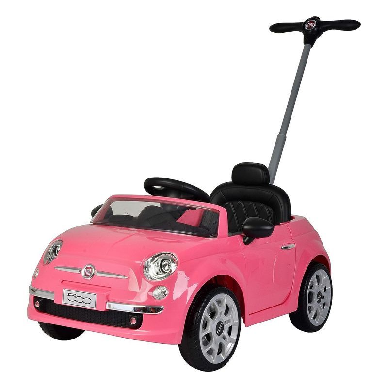 Pink Fiat 500 Toddler Push Car Stroller with Lights