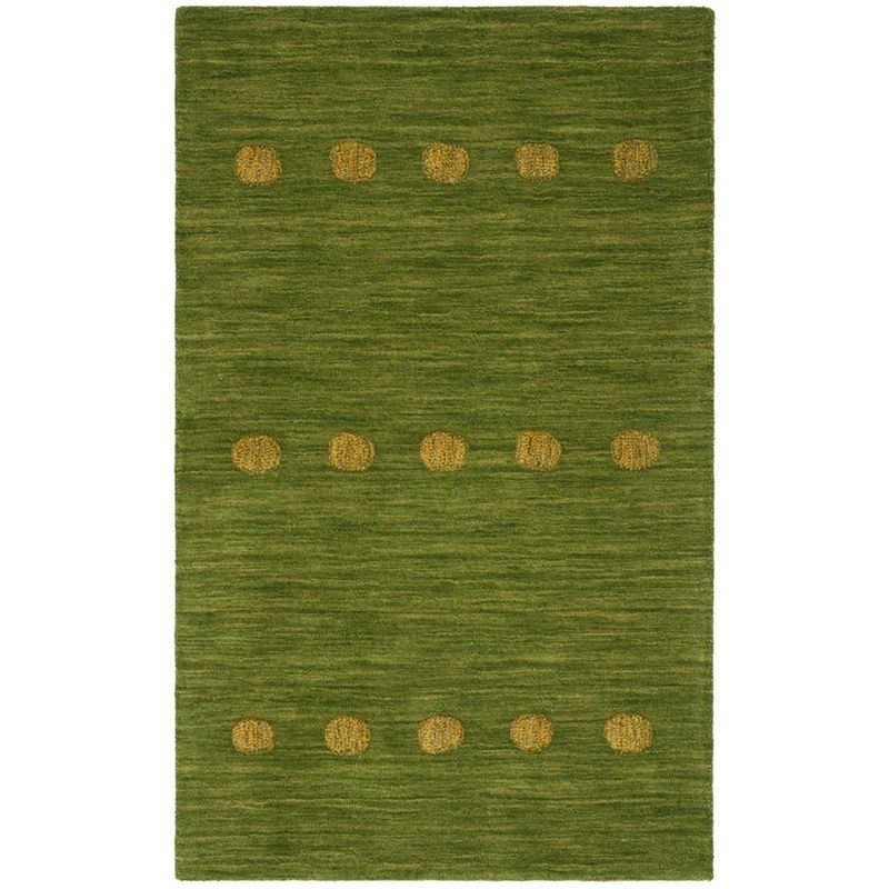 Green Hand-Loomed Wool Tufted Rectangular Area Rug, 3' x 5'