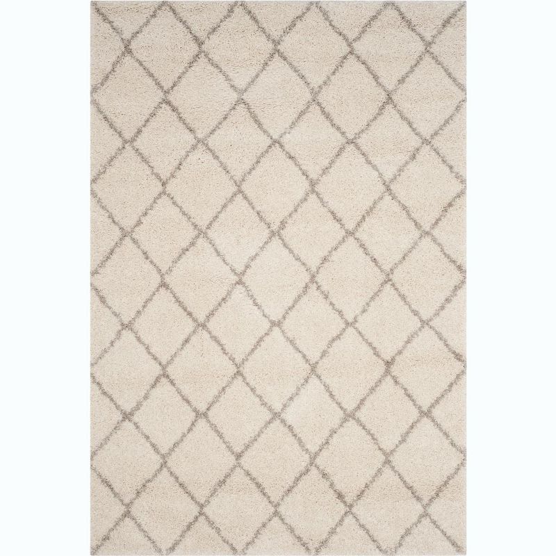 Ivory Beige 54'' Washable Tufted Shag Rug, Synthetic Easy Care