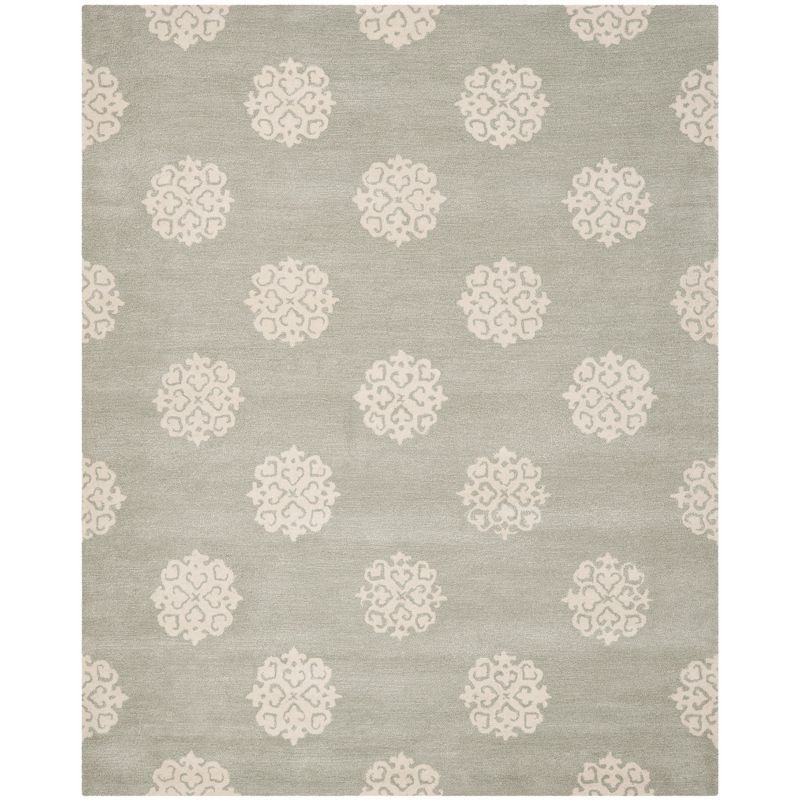 Grey and Ivory Hand-Tufted Wool Area Rug, 7'6" x 9'6"