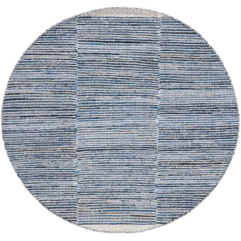 Bohemian Bliss Blue Ivory Wool-Cotton 6' Round Area Rug