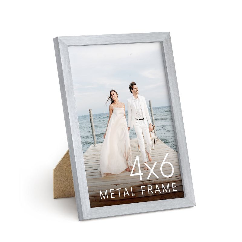 Silver 4x6 Metal Picture Frame with Plexiglass Cover