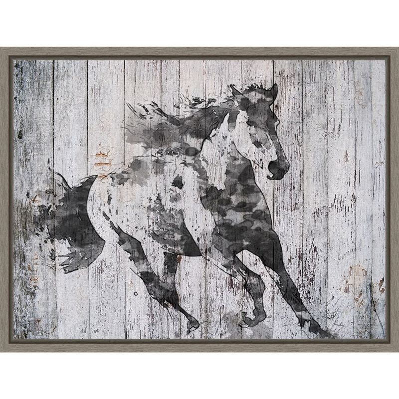 Rustic Black and White Horse Canvas Wall Art Print