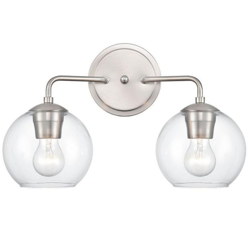 Elegant Brushed Nickel 2-Light Vanity Fixture, 16"