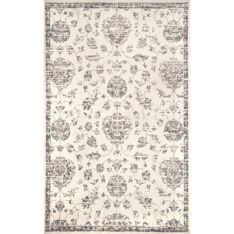 Clarissa Vintage Faded Gray Synthetic Oriental Area Rug