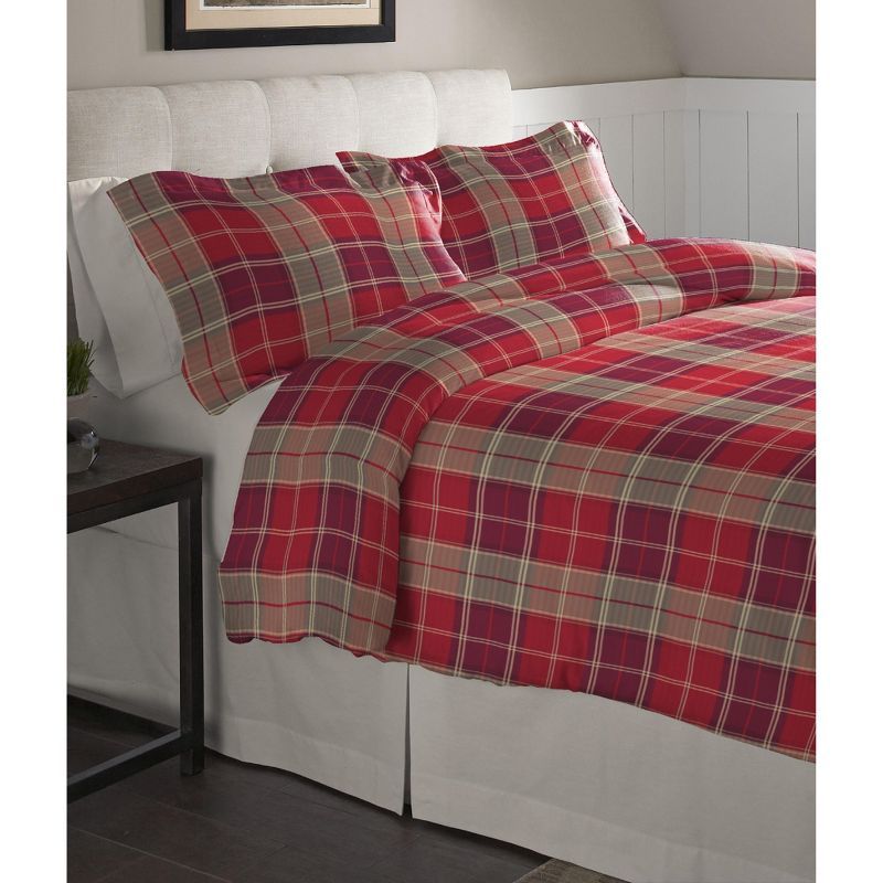 Twin Piedmont Plaid Cotton Flannel Reversible Sham Set