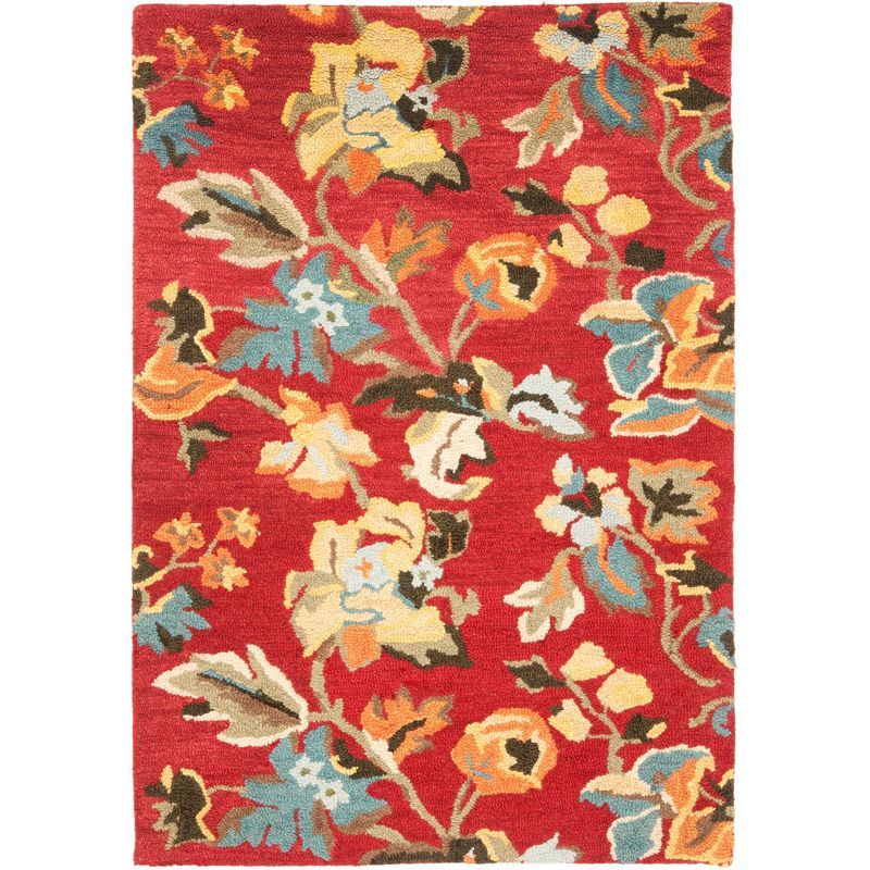 Blossom Red Floral Hand-Tufted Wool 4' x 6' Area Rug