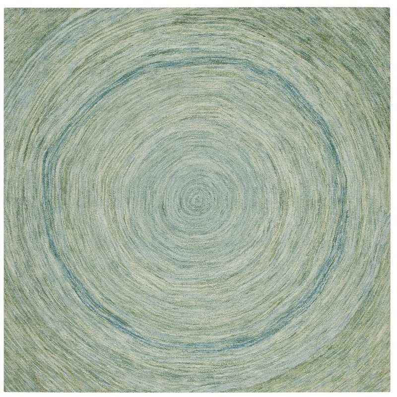 Sage Green Hand-Tufted Wool Square Area Rug 6' x 6'