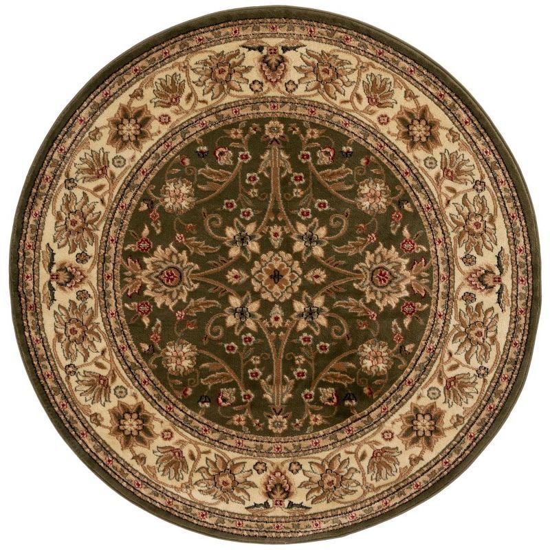 Sage and Ivory Round Floral Synthetic 8' Area Rug