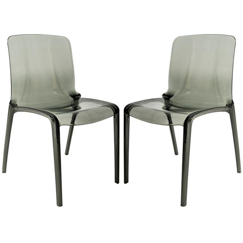 Murray Modern Transparent and Black Dining Chair Duo