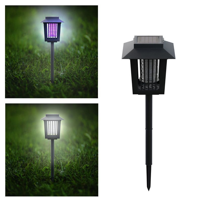 Black Solar Powered Outdoor Mosquito and Insect Bug Zapper