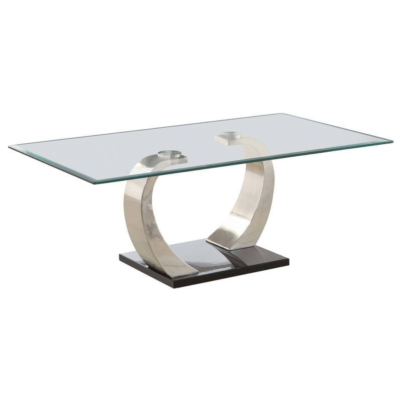 Pruitt Rectangular Glass Top Coffee Table with Satin Metal Base