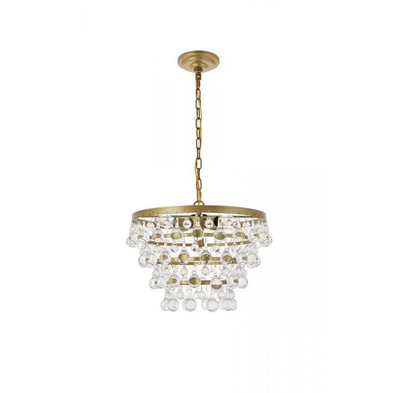 Elegant Brass and Glass 5-Light Pendant Chandelier