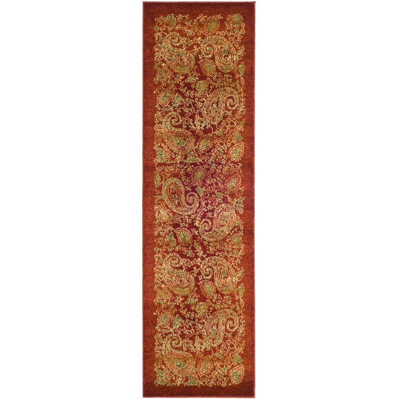 Red and Multi Synthetic Floral Runner Rug - 2'3" x 8'