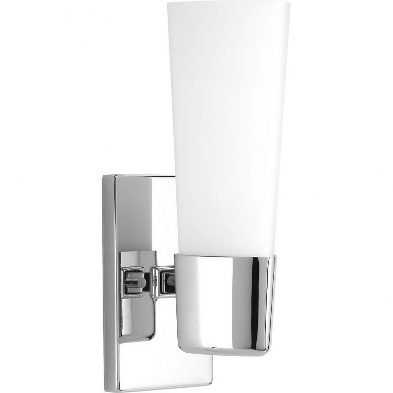 Zura Polished Chrome 1-Light Bath Vanity Fixture with Etched Opal Glass Shade