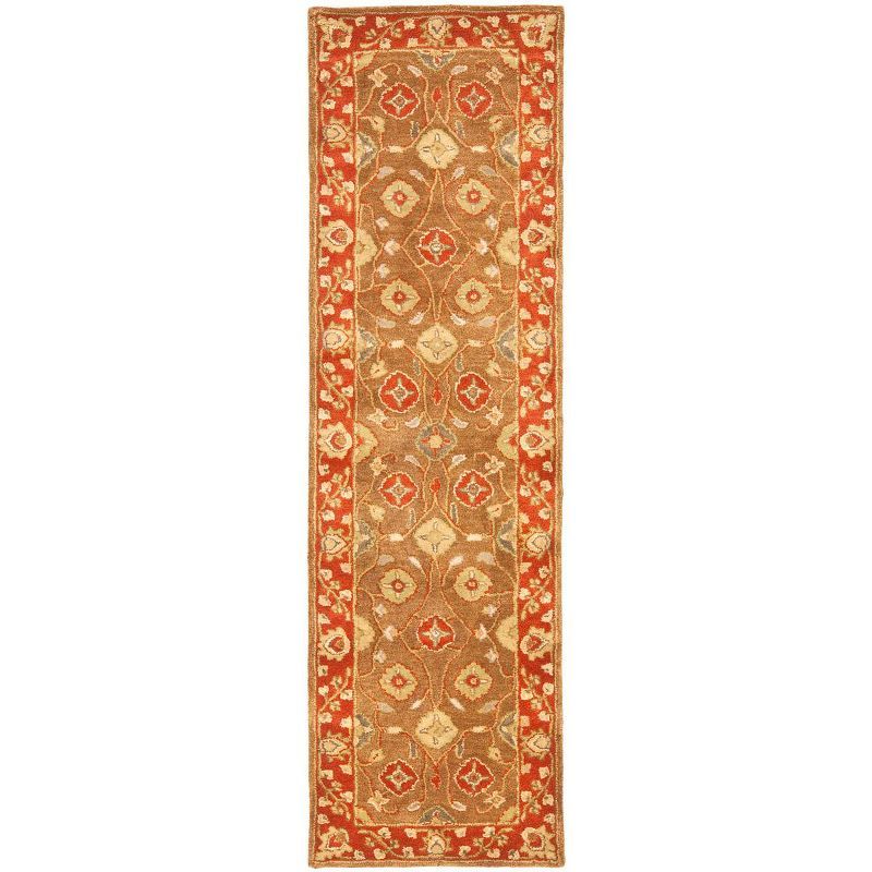 Heritage Beige and Rust Hand-Tufted Wool Runner Rug