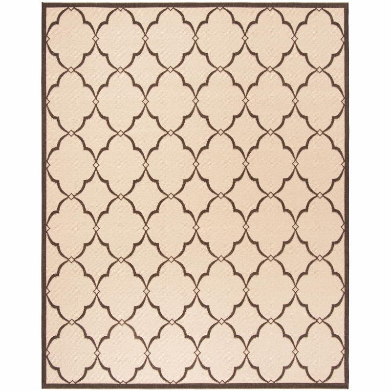 Cream and Brown Rectangular Non-slip Synthetic Area Rug 9' x 12'