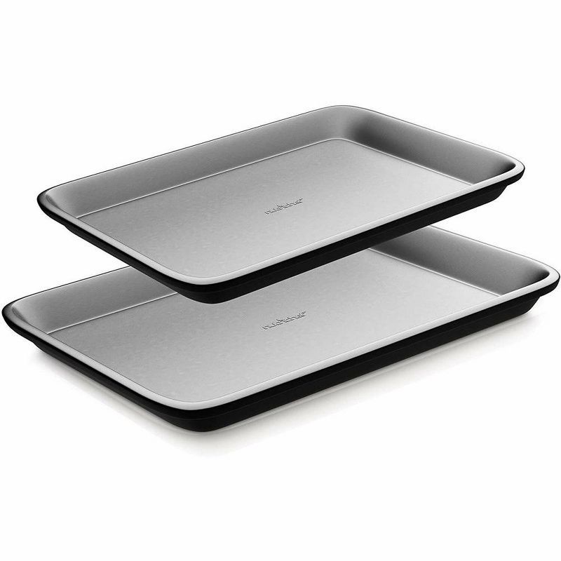 NutriChef Gray Carbon Steel Nonstick Rectangle Cookie Sheet Set