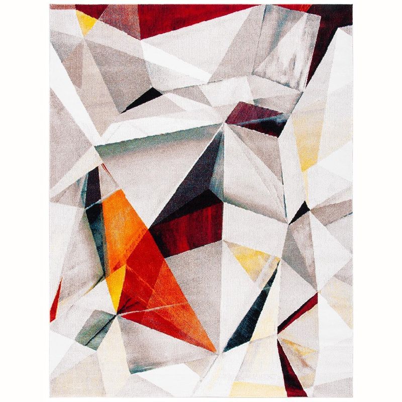 8' x 10' Gray and Orange Abstract Synthetic Area Rug