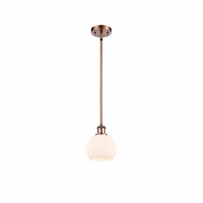 Antique Copper Mini Pendant with Matte White Glass Shade