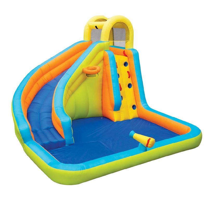 Multicolor Inflatable Water Slide with Climbing Wall and Cannon