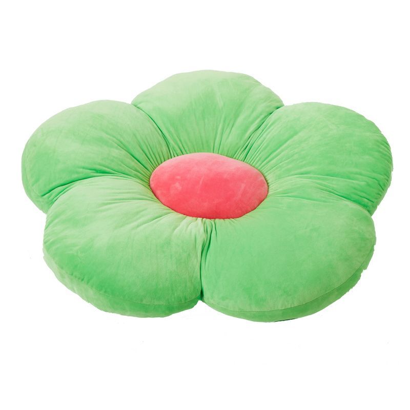 Bright Green Flower-Shaped Kids Floor Cushion