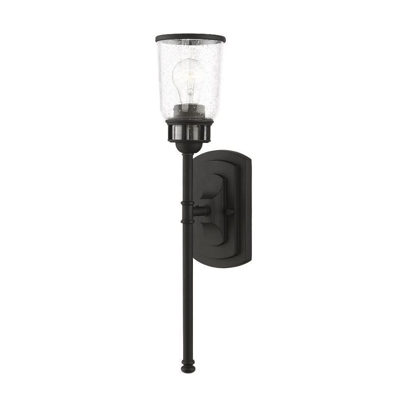 Lawrenceville Retro Industrial Black Seeded Glass Sconce