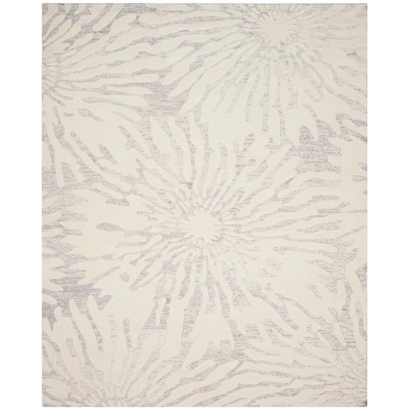 Silver/Ivory Hand-Tufted Wool Rectangular Area Rug 8' x 10'