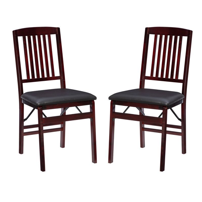 Espresso Finish Mission Back Faux Leather Folding Chair Set