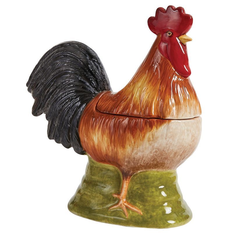 Colorful Ceramic Rooster Shaped Cookie Jar