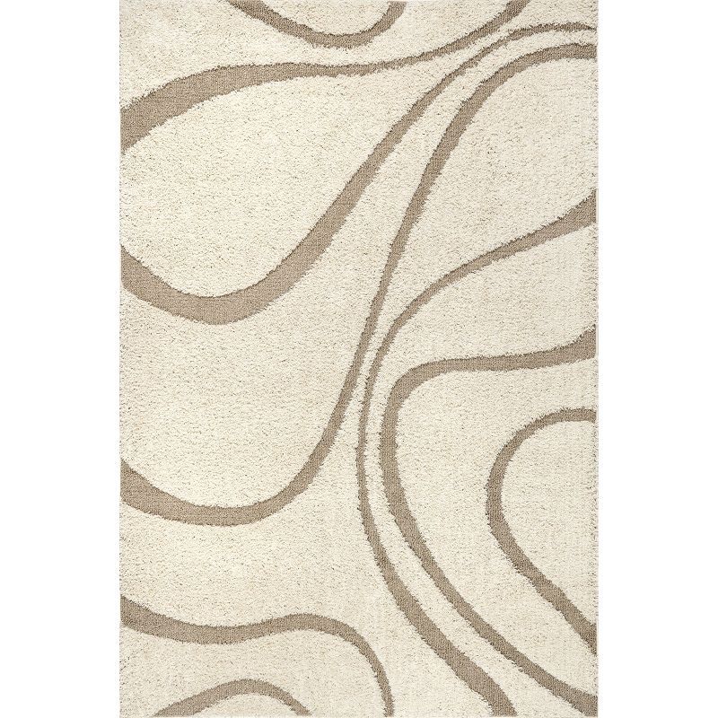 Cozy Plush Lt Beige Shag Area Rug 8' x 11' - Easy Care & Stain-Resistant