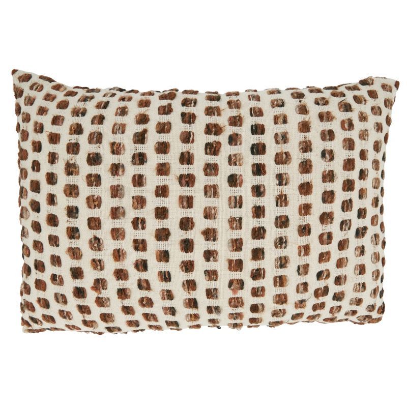 Neutral Woven Cotton Throw Pillow with Poly Filling